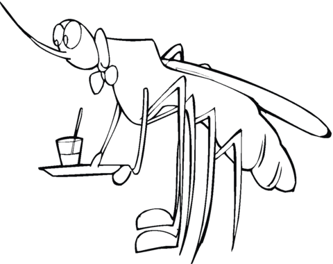 Mosquito Brings A Glass Coloring Page